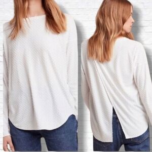 Aritzia X Wilfred La Riviere White Jacquard Open Back Long Sleeve Top Size S
